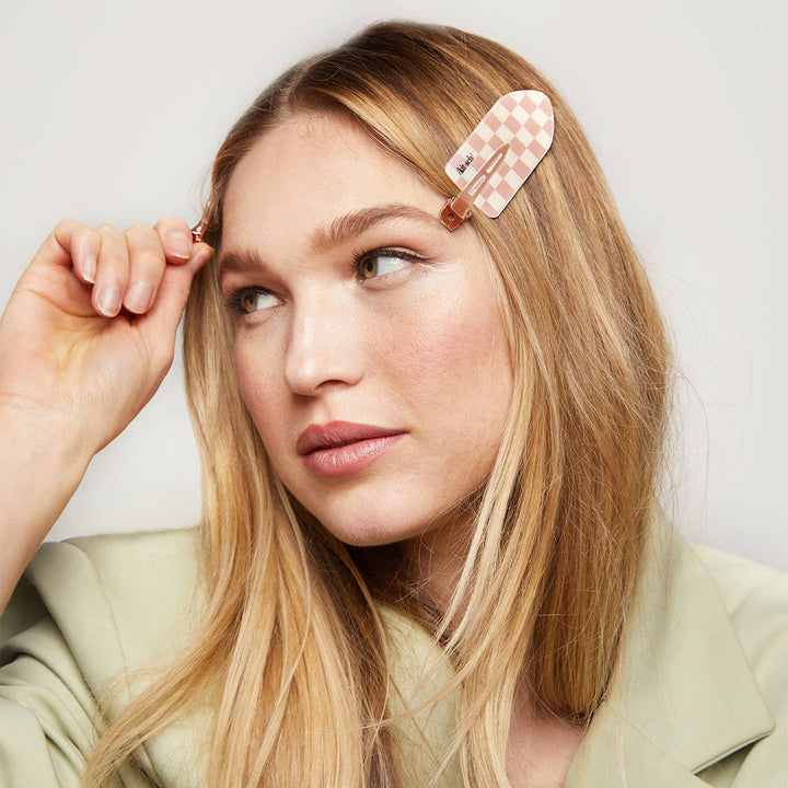 KITSCH – Recycled Plastic XL Creaseless Hair Clips (2 stuks) – Terracotta Checker