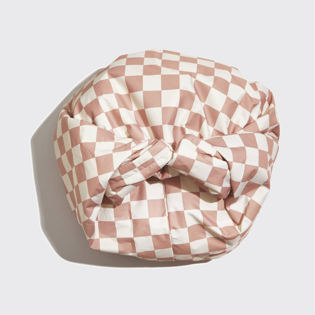 KITSCH – Flexi Douchemuts met Satijnvoering – Terracotta Checker